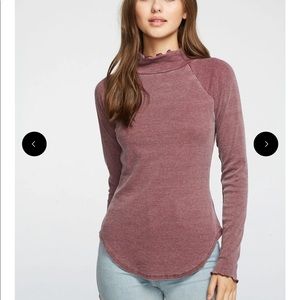 Chaser Vintage Rib Lettuce Edge Raglan Shirttail S